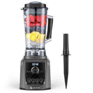 amzchef 1200w blenders for kitchen, 4 preset menus for shakes and smoothies, puree, crush ice & hearty soups with infinitely variable speed & pulse, 68 oz. pitcher - black