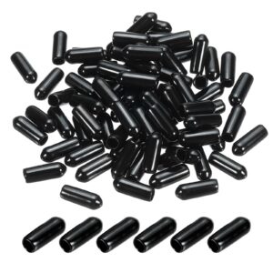 patikil 4.5mm vinyl rubber end caps, 120 pack flexible bolt screw covers caps round thread protector caps for metal tubing rod bolts, black