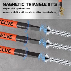 10-Pack Triangle Screwdriver Set- Premium S2 Steel Triangle Bit Set (2.56" Long Magnetic Head) Triangle Screwdriver Bits- Triangle Bits Sizes: TA12, TA14, TA16, TA18, TA20, TA23, TA25, TA27 (x2), TA30