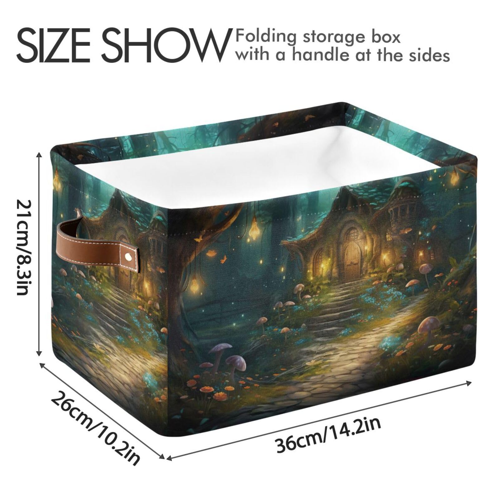 WELLDAY 2PCS Storage Basket Fairy Fantasy Forest Large Foldable Storage Bin Cube Collapsible Organizer