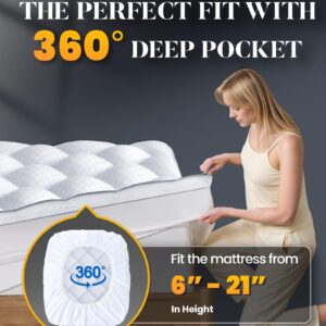 3 Inch Ultra-Fluffy Memory Foam Mattress Topper Queen for Back Pain, Extra Soft Pillow Top Queen Mattress Topper with 4X Support, Mattress Pad with Breathable Air Mesh Sides, 6-21'' Deep Pocket