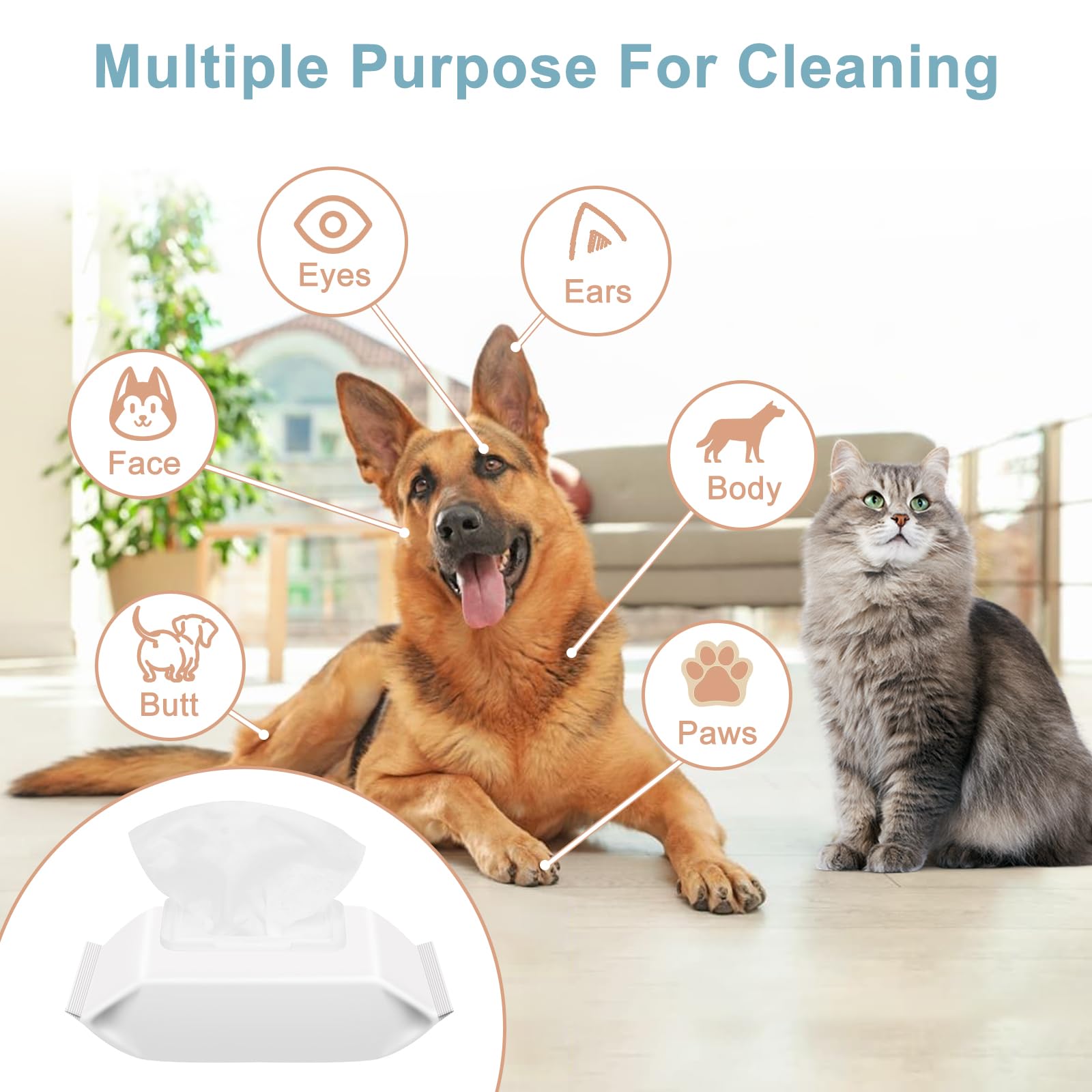 GJEASE Pet Cleaning Bathing Wipe Gloves for Dogs & Cats,Extra Thick Nourish Fur Grooming Wipe Gloves for Face and Paws & Butt,Pet Wipe Gloves Cleaning,Coconut Scent,for Daily Care and Travel