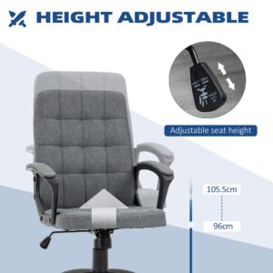 Vinsetto Office Chair, Fabric Computer Desk Chair, Swivel Task Chair with Arms, Adjustable Height, Swivel Wheels, Charcoal Gray