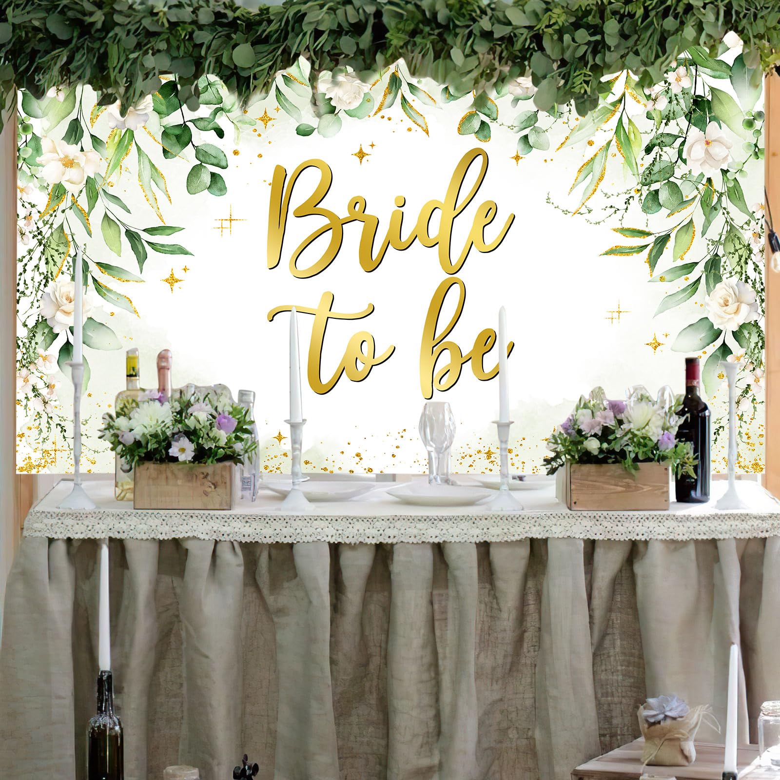 Lecheme Greenery Bride to Be Backdrop Sage Green Bridal Shower Backdrop Floral Bride to Be Banner Wedding Shower Decorations Bachelorette Party Decorations Bride to Be Photo Background