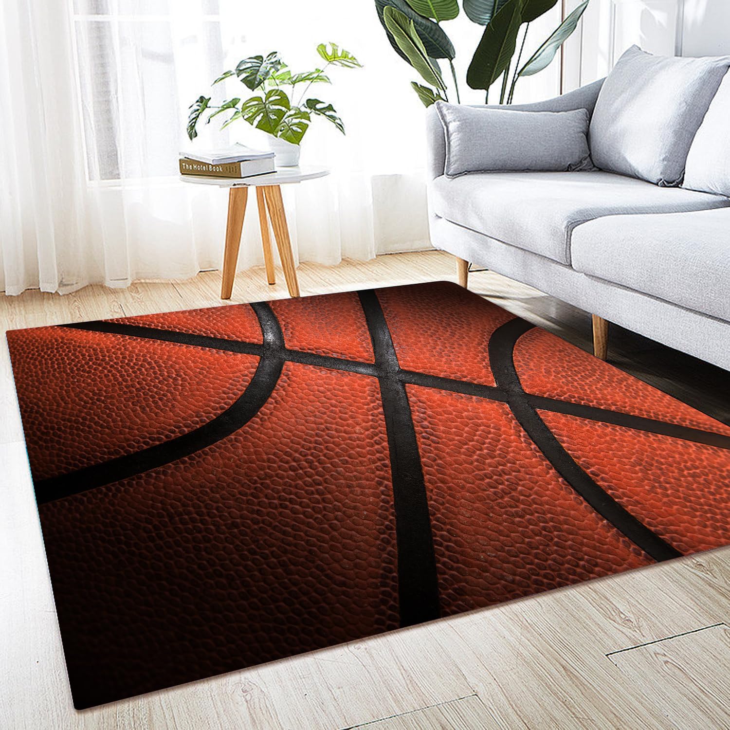 Area Rug Carpet Floor Washable Mats Rugs Non-Slip 5'x4' for Living Room Bedroom Dining Room Office Outdoor Home Decor Basketball