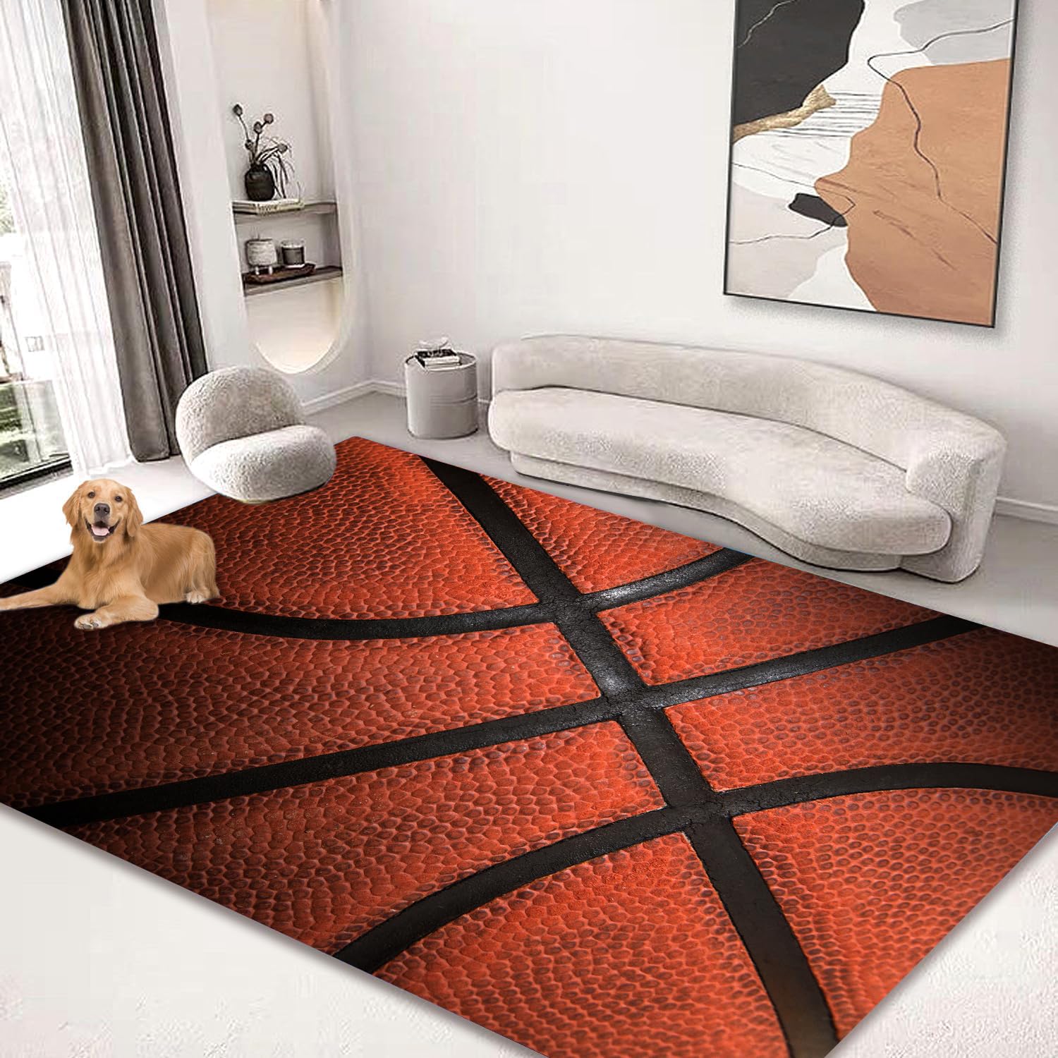 Area Rug Carpet Floor Washable Mats Rugs Non-Slip 5'x4' for Living Room Bedroom Dining Room Office Outdoor Home Decor Basketball