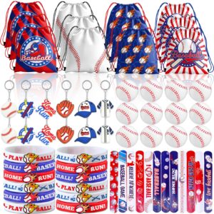 72pcs baseball party favors, baseball birthday party favors includes baseball bag mini baseball wristband keychain slap bracelet for kids baseball birthday party supplies