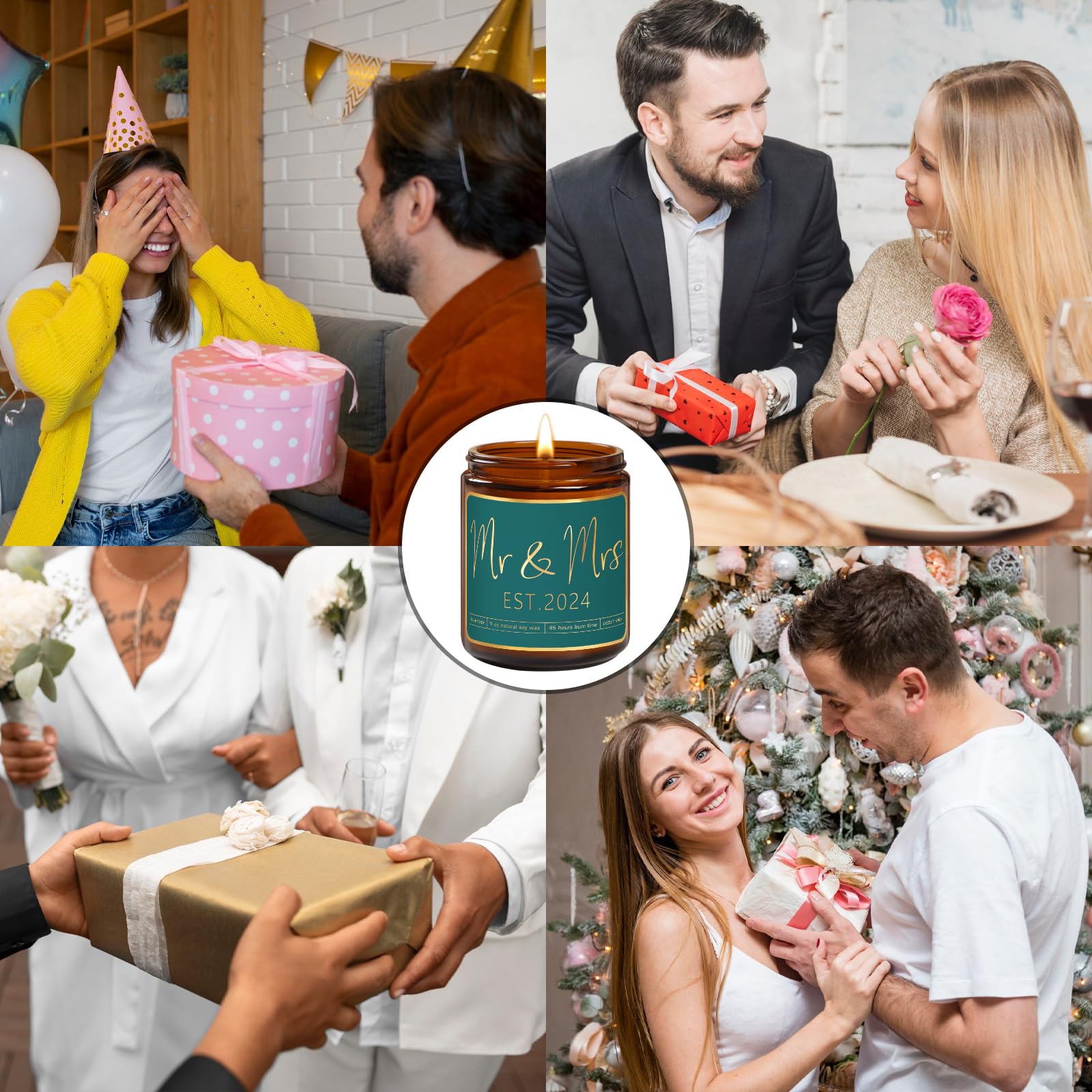 Wedding Gifts for Couples 2024,Mr and Mrs Gifts,Bridal Shower Gifts with Candle,Wedding Gifts for Bride,Unique Newlywed Wedding Gifts for Couples,Future Mr and Mrs Gifts