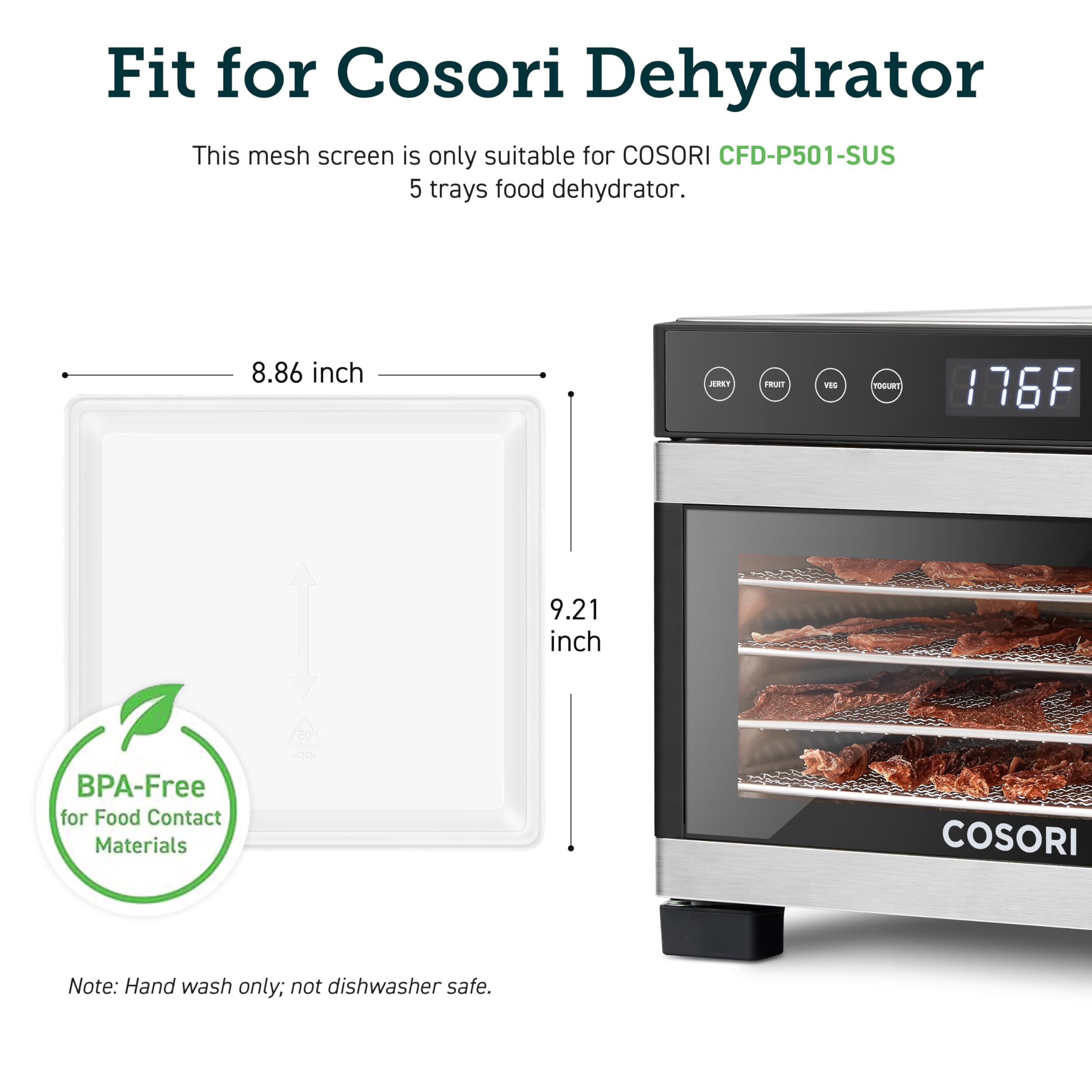 COSORI Food Dehydrator Accessories, Fruit Leather Roll Sheets for 5 Tray P501-SUS and Other Models, BPA-Free, P501FR-WUS, 2 Pack