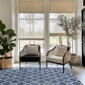 evergrace area rugs for living room 5x7, trellis faux wool indoor outdoor rugs, washable rugs for bedroom entryway dining room hallyway, low pile floor mat carpet for home decor, washed indigo blue