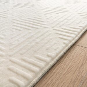 Paco Home Area Rug Washable & Soft with Geometric Pattern - Cream, Size: 6'7" x 9'2"