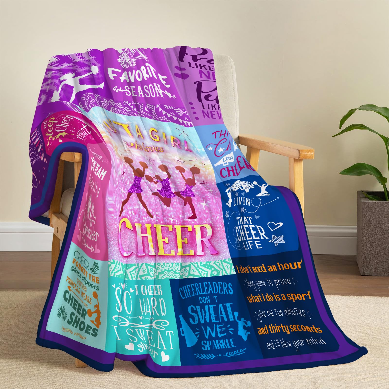 Cheer Gifts for Girls Cheerleader Blanket Ultra Soft Flannel Cheerleading Gifts Throw Blanket Birthday Gift Ideas for Teens Kids 50"x40"