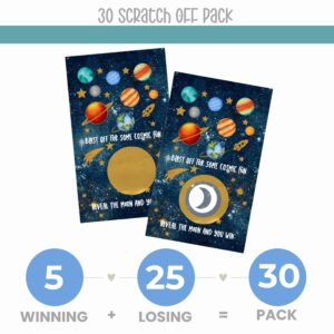 Cosmic Space Scratch Off Game Cards (30 Pack) - Fun Baby Shower Games, Moon Wedding Activities, Lottery Tickets for Door Prizes, Raffle Drawings, Instant Win Scratchers, Celestial Bridal Shower Favors