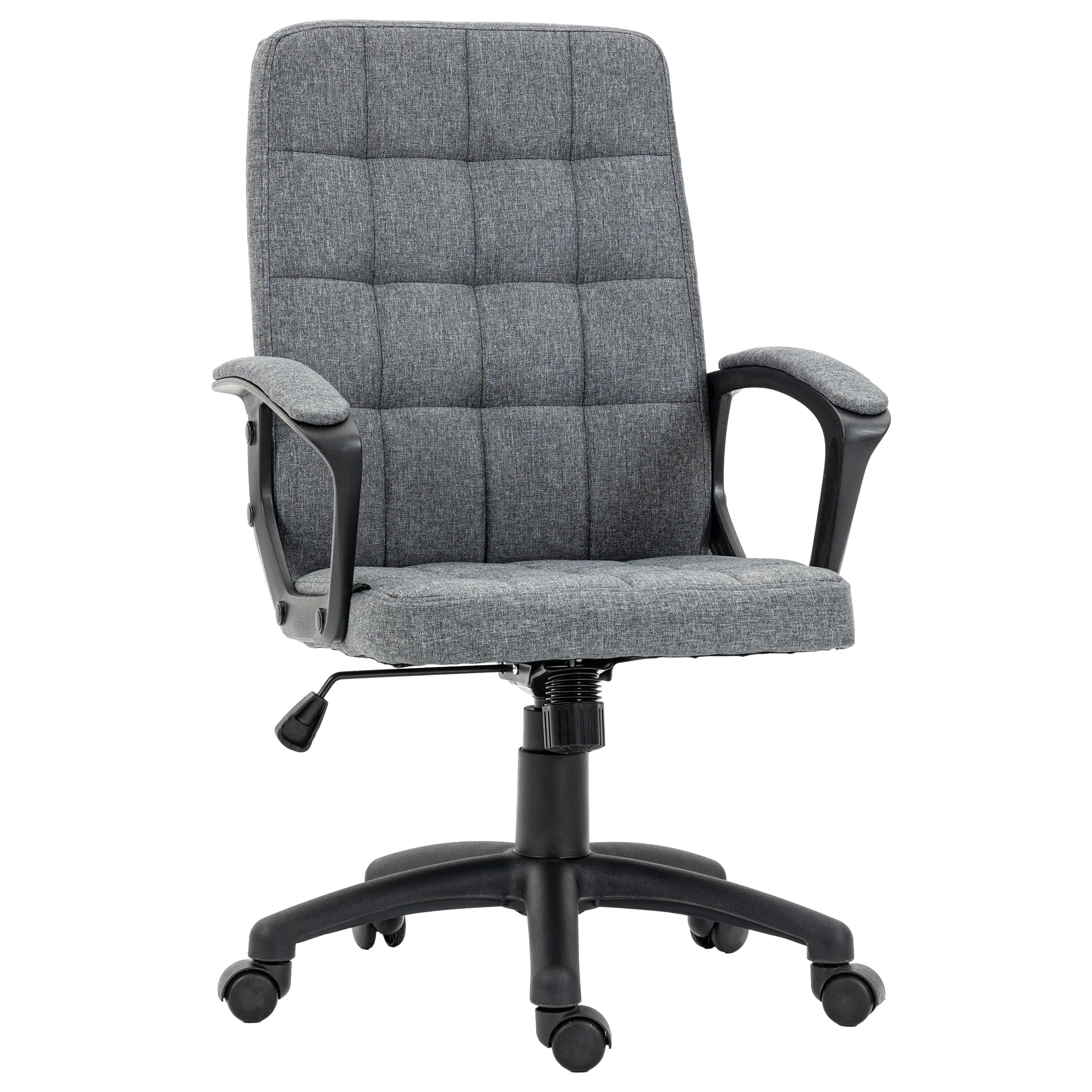 Vinsetto Office Chair, Fabric Computer Desk Chair, Swivel Task Chair with Arms, Adjustable Height, Swivel Wheels, Charcoal Gray