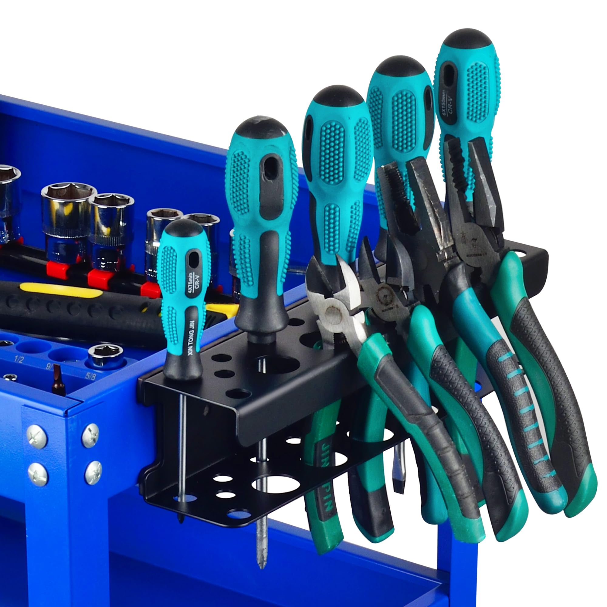 ULIBERMAGNET Magnetic Screwdriver Holder Rack,Heavy Duty Magnetic Tool Holder,Pliers Organizer Rack for Screwdriver, Plier, Shears,Magnetic Mount Tools Rack for Garage,Tool Cart,Pegboards,Workbench