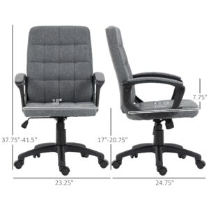 Vinsetto Office Chair, Fabric Computer Desk Chair, Swivel Task Chair with Arms, Adjustable Height, Swivel Wheels, Charcoal Gray