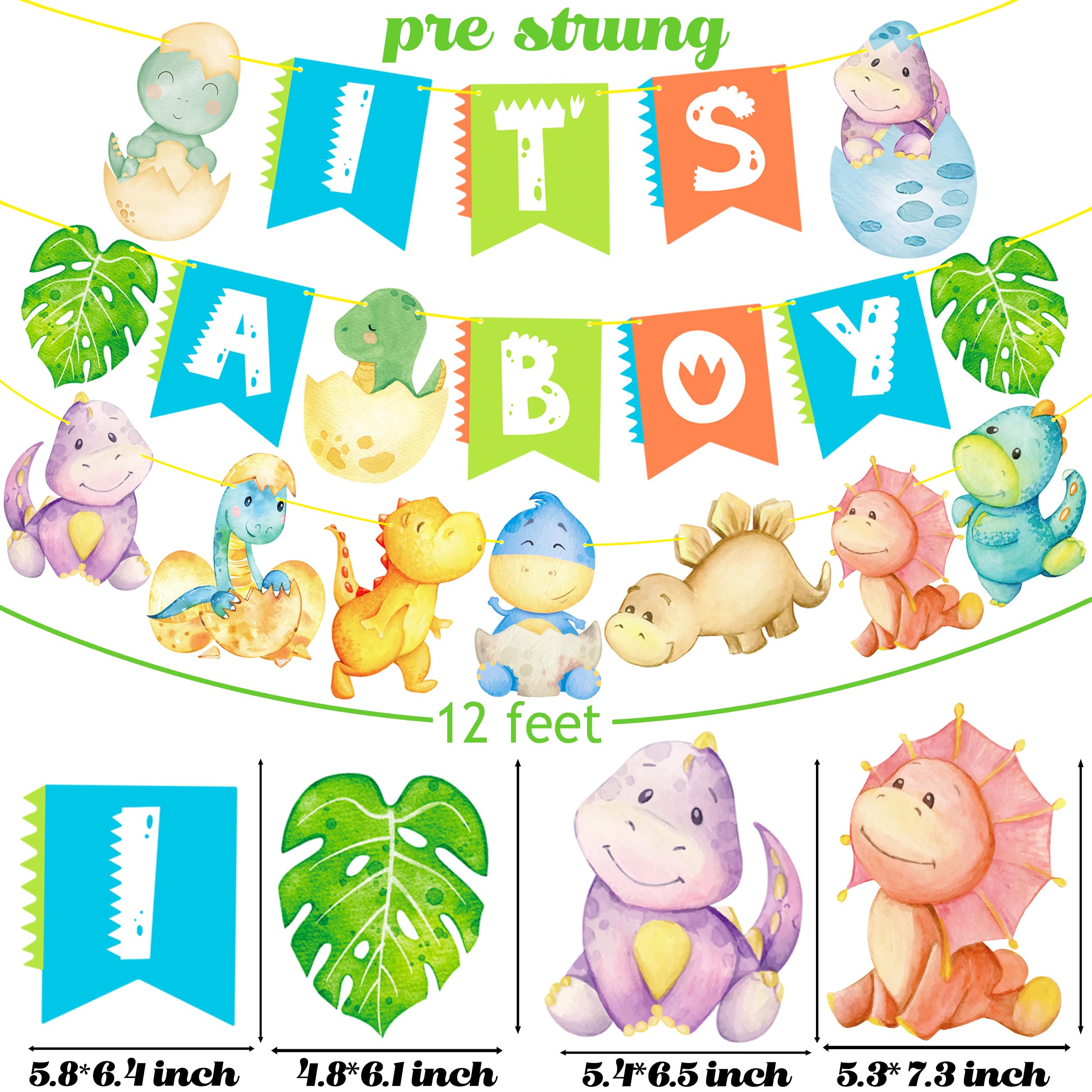 Dinosaur Baby Shower Decoration for Boy Dinosaur It's A Boy Banners Dinosaur Theme Hatching Soon Cake Cupcake Toppers Balloons for Dino Theme Birthday Pregnancy Celebration Party Decorations