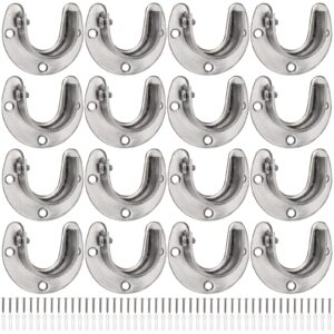 coloch 16 pack stainless steel closet pole sockets, 1-1/4 inch closet rod support u-shaped curtain rod holders flange set rod holder with screws