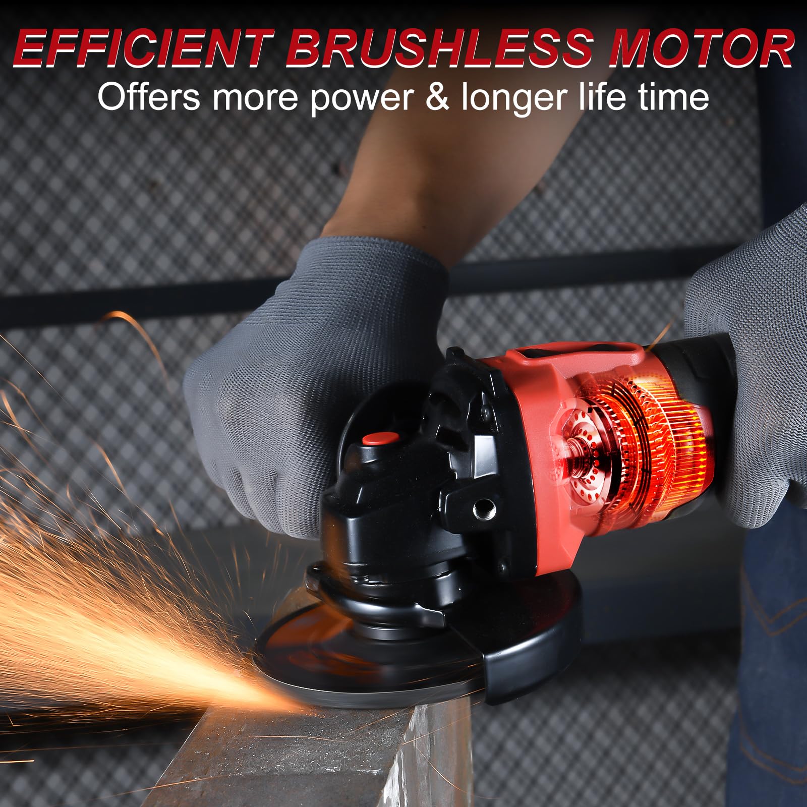 AOBEN Cordless Angle Grinder 4-1/2 inch, 21V Battery Grinder Tool, Power Electric Grinders, Brushless Motor, 2x4.0Ah Battery & Fast Charger, for Cutting, Griding, Polishing