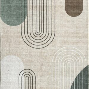 RUG BRANCH Eclipse 6'x9' (Exact Size: 6'7" x 9'6") Mid-Century Modern Indoor Area Rug, Beige Green - Living Room, Bedroom, Dining Room, and Office