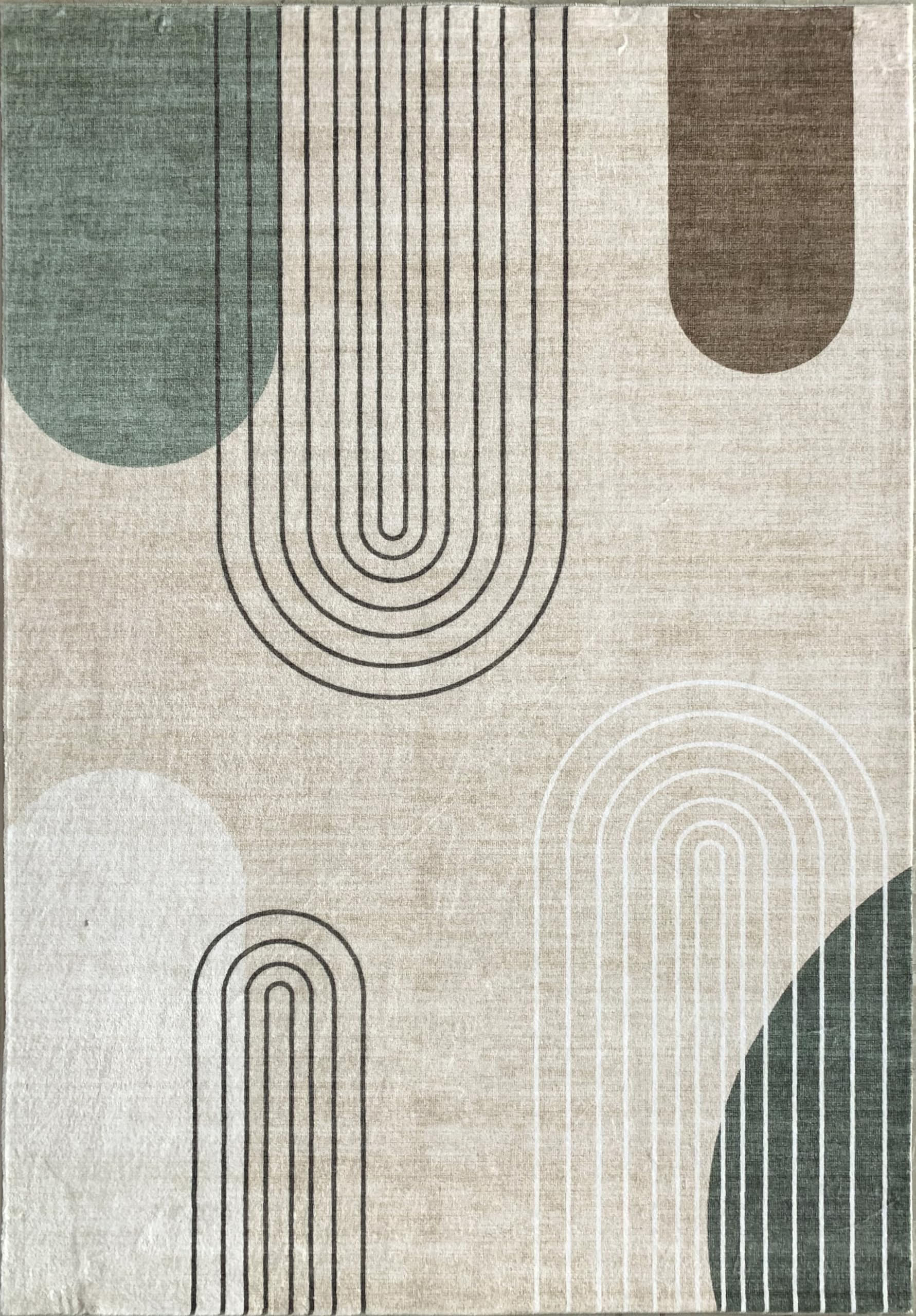 RUG BRANCH Eclipse 6'x9' (Exact Size: 6'7" x 9'6") Mid-Century Modern Indoor Area Rug, Beige Green - Living Room, Bedroom, Dining Room, and Office