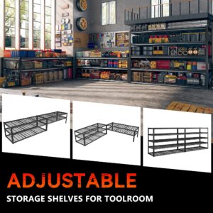 REIBII 60" W Garage Shelving 3000LBS Heavy Duty Storage Shelves Adjustable 5 Tier Metal Shelving Unit for Storage Rack Garage Storage Shelves Industrial Utility Shelf for Basement,72" Hx 60" W x 24" D