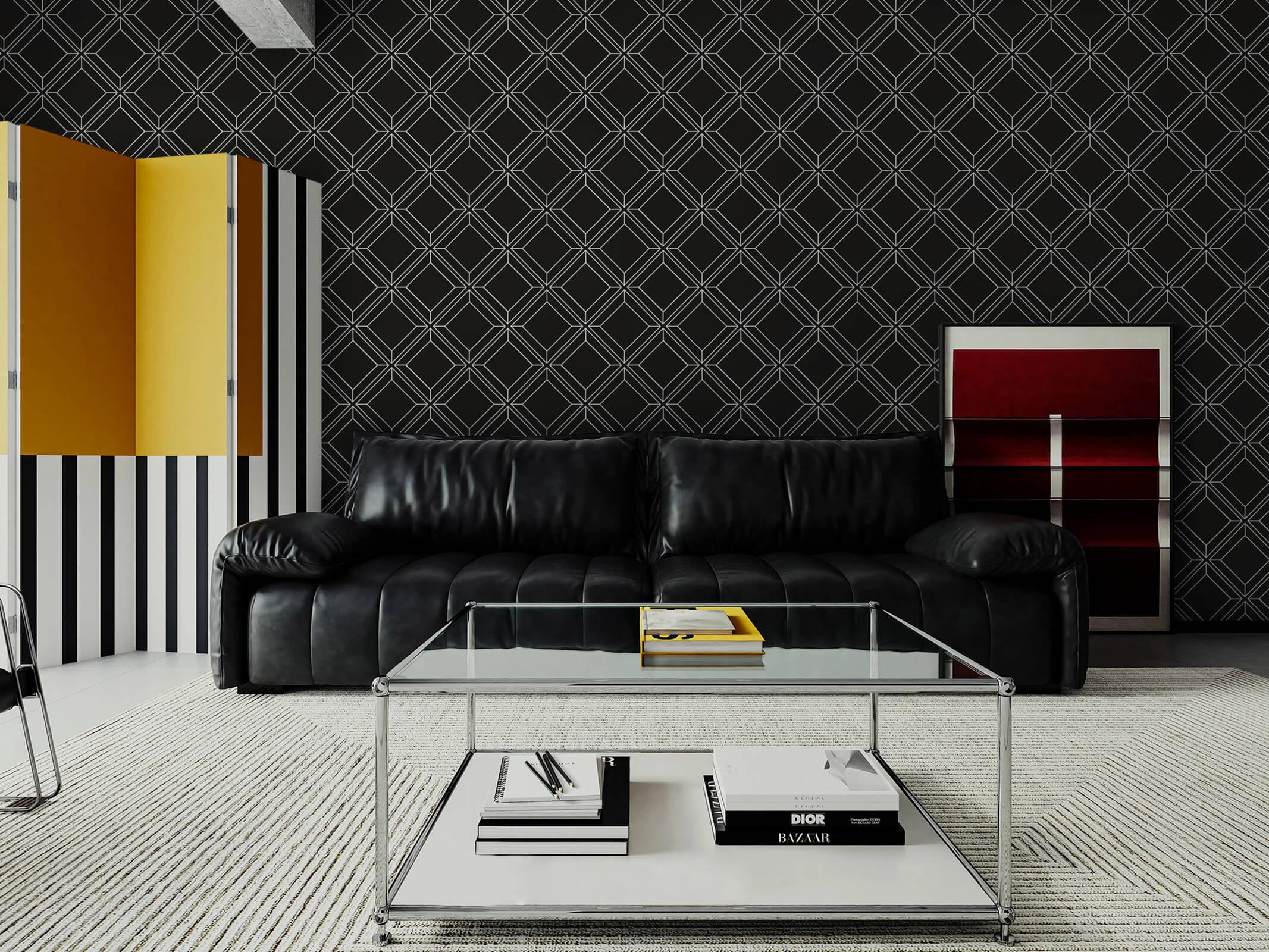 Heroad Black Wallpaper Peel and Stick Geometric Contact Paper Black and White Removable Wall Paper Modern Contact Paper for Cabinets and Drawers Waterproof Self-Adhesive Vinyl Roll 17.3” x 78.7”