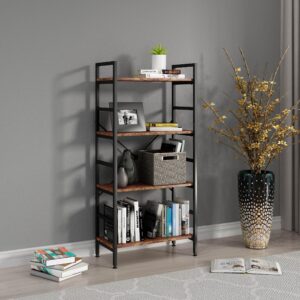 Mellingcasa 4 Tier Wood Shelving Unit,Adjustable Bookshelves Organizer,Office Shelves Small Book Shelf,Display Rack Shelves for Living Room,Bedroom and Office(4 Tier Bookshelf)