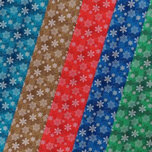 Mook Fabrics Cotton 2024 Christmas Snowflakes, Green Cut by The Yard