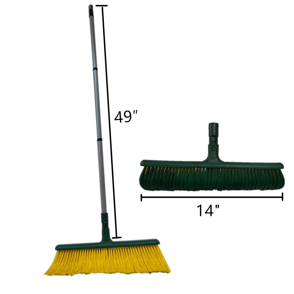 Spealloy LRB4419 Leaf Turf Broom 16" W x 55" H for Lawns Yard Artificial Grass Rake Heavy Duty for Leaves, Lawns, Carpet Rake & Groomer (Curved Bristle)