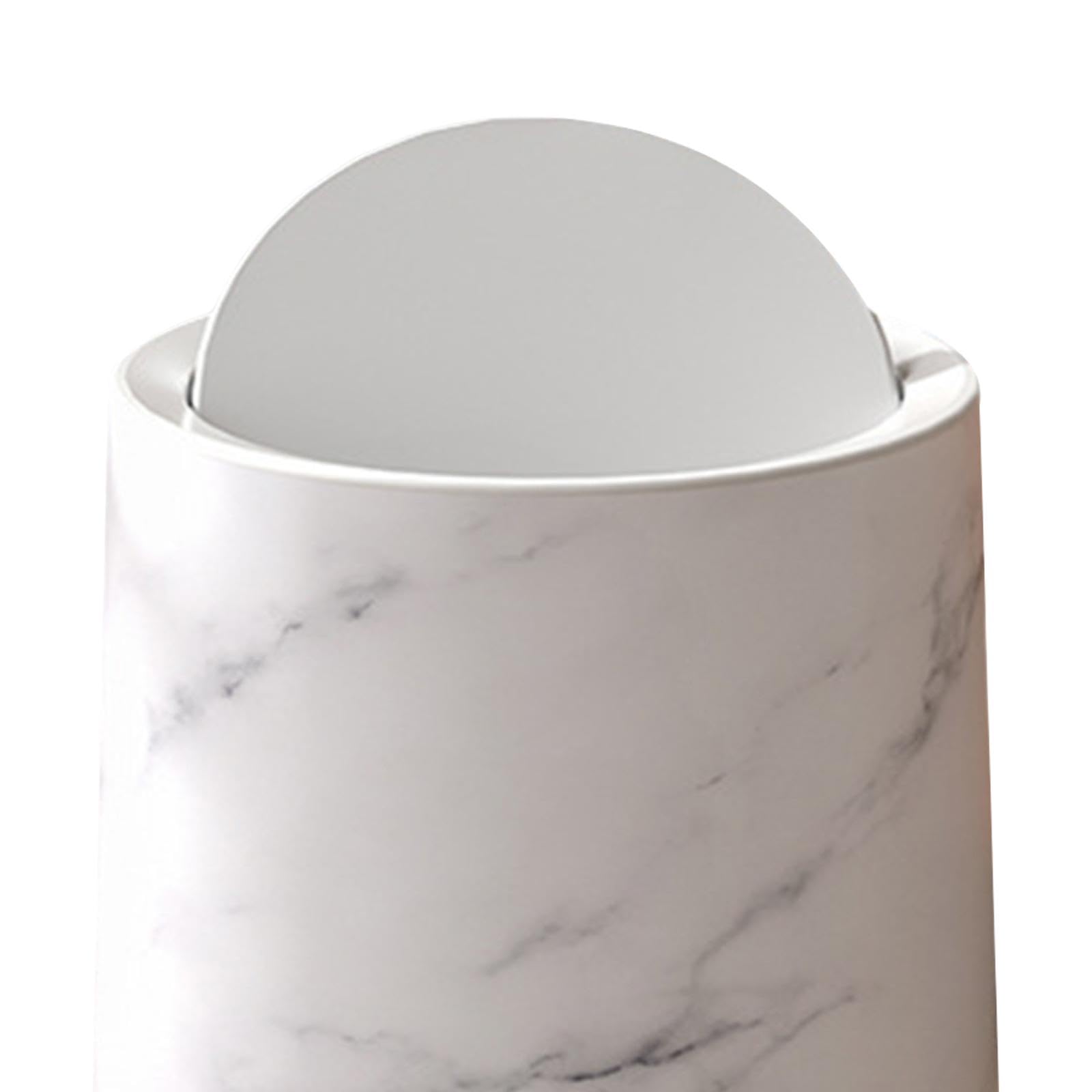 JISADER Marble Bathroom Trash Can Household Trash Bin Household Rubbish Bin Garbage Container Removable Inner for Living Room Dorm, White Small