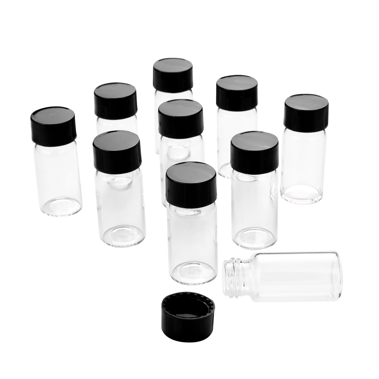 Encyclopediaconsumables 10PCS, 5ml Transparent Glass Liquid Sample Bottle with Screw Cap, Empty Refillable Travel Glass Essential Oil Bottle, Storage and Testing Small Bottle Container (10)