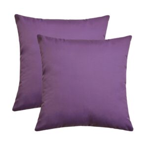 heavyoff pack of 2 outdoor waterproof pillow covers decorative throw pillow covers furniture cushion cases spring for chair patio garden couch tent balcony sofa, dark purple, 16"x16"