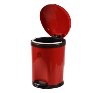 Xyskin Round Step Trash Can 2.6 Gallon, Red Plastic Bathroom Pedal Bin with Removable Inner Bucket, Small Garbage Can with Soft Close Lid