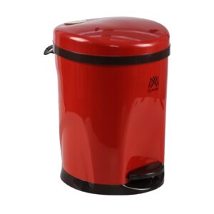 xyskin round step trash can 2.6 gallon, red plastic bathroom pedal bin with removable inner bucket, small garbage can with soft close lid