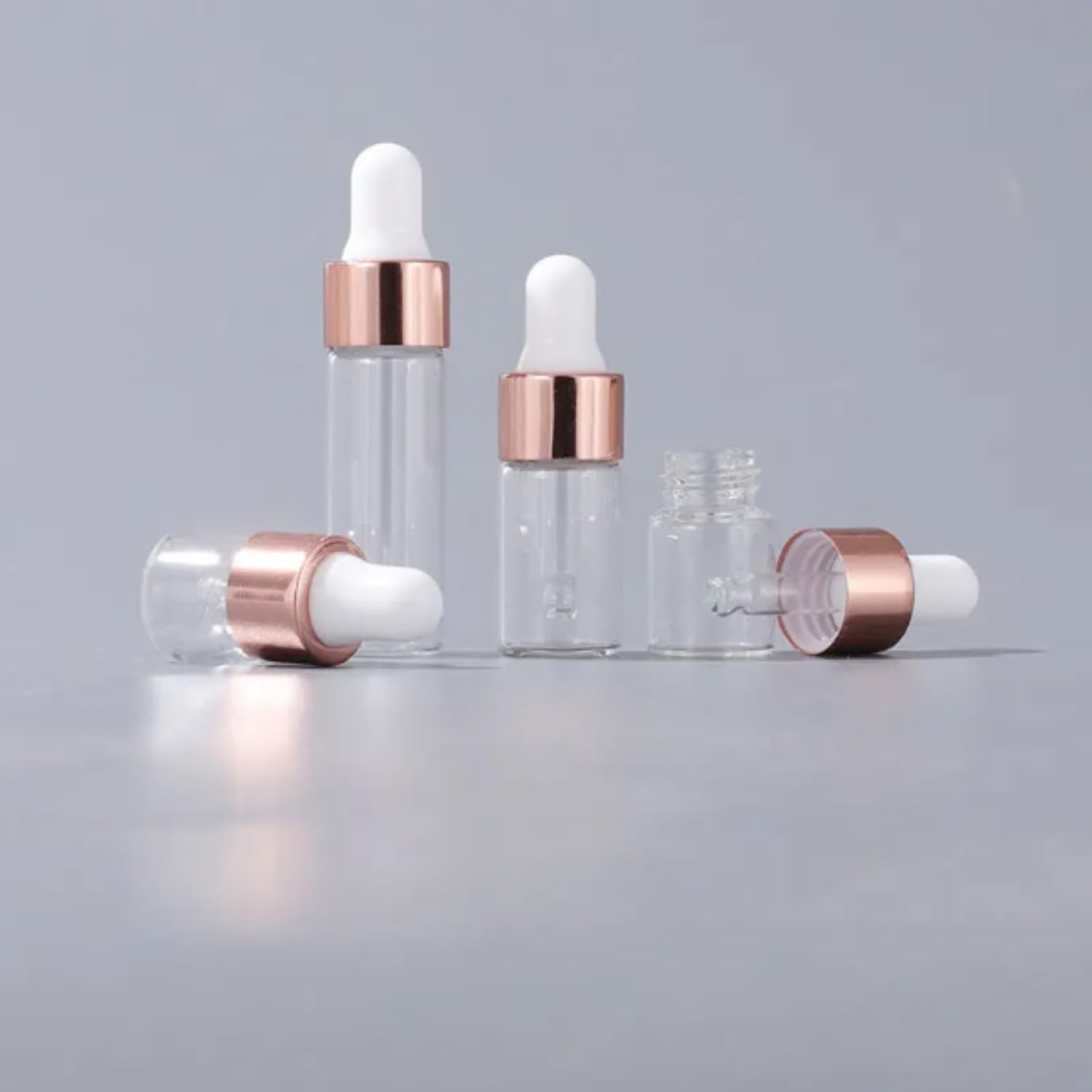 NGARHUG STORE Eye Dropper Bottle Rose for Essential Oils, 4pcs of 1-5ml Glass Bottles with Eye Droppers Tincture Bottles, Leak Proof Travel Bottles