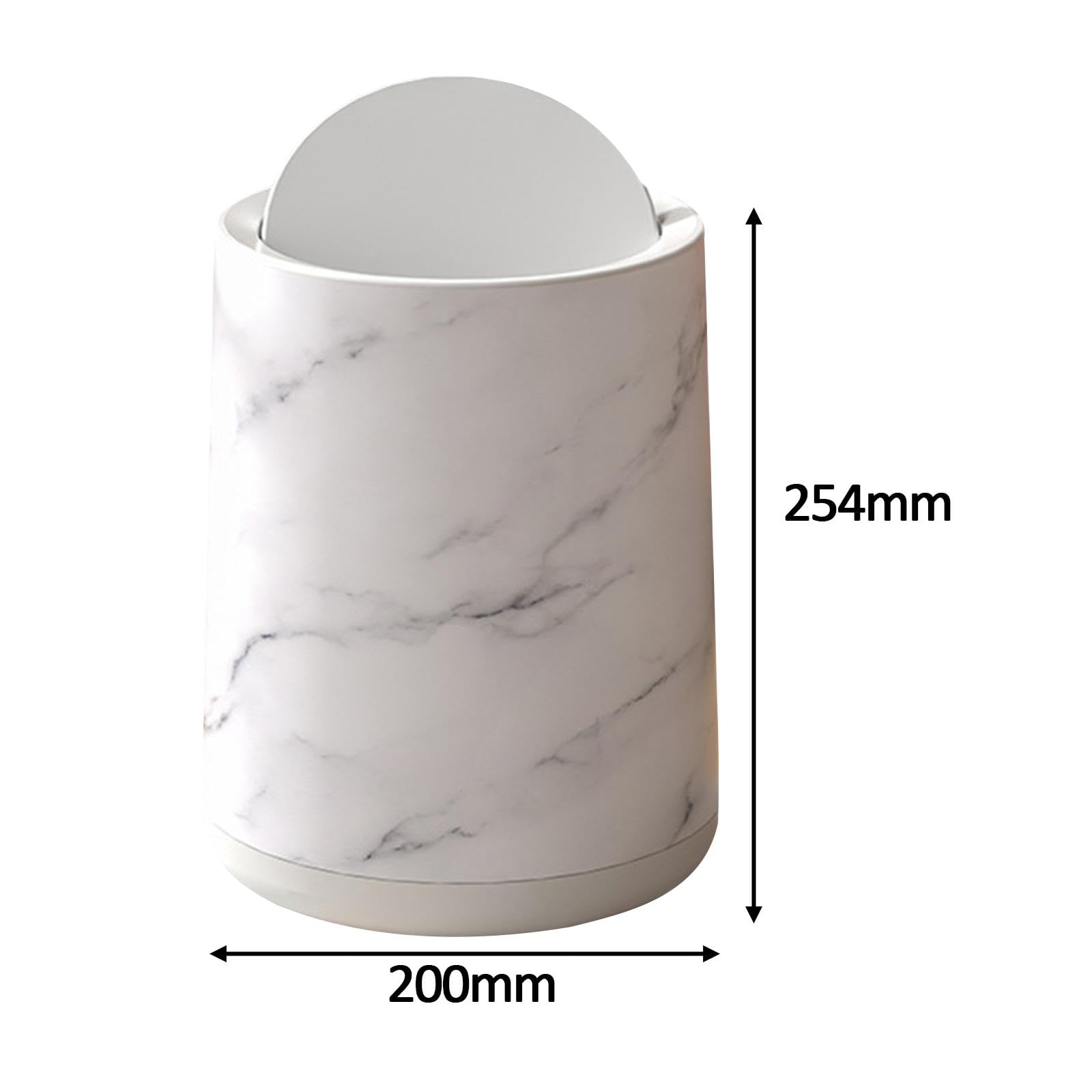 JISADER Marble Bathroom Trash Can Household Trash Bin Household Rubbish Bin Garbage Container Removable Inner for Living Room Dorm, White Small