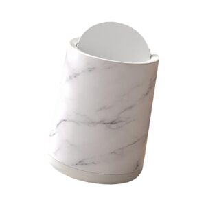 JISADER Marble Bathroom Trash Can Household Trash Bin Household Rubbish Bin Garbage Container Removable Inner for Living Room Dorm, White Small