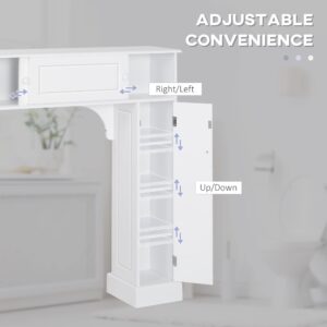 Royard Oaktree Over The Toilet Cabinet with 2 Sliding Doors, Freestanding Bathroom Storage Organizer with 4 Cubbies, Space Saver Toilet Rack with Adjustable Shelves