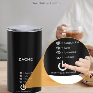 ZACME Milk Frother, 4 in 1 Electric Milk Steamer, Automatic Hot and Cold Foam Maker and Milk Warmer for Coffee, Latte, Cappuccino, Macchiato, Hot Chocolate Black