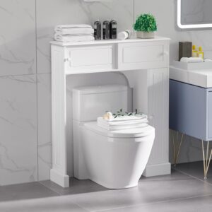 royard oaktree over the toilet cabinet with 2 sliding doors, freestanding bathroom storage organizer with 4 cubbies, space saver toilet rack with adjustable shelves