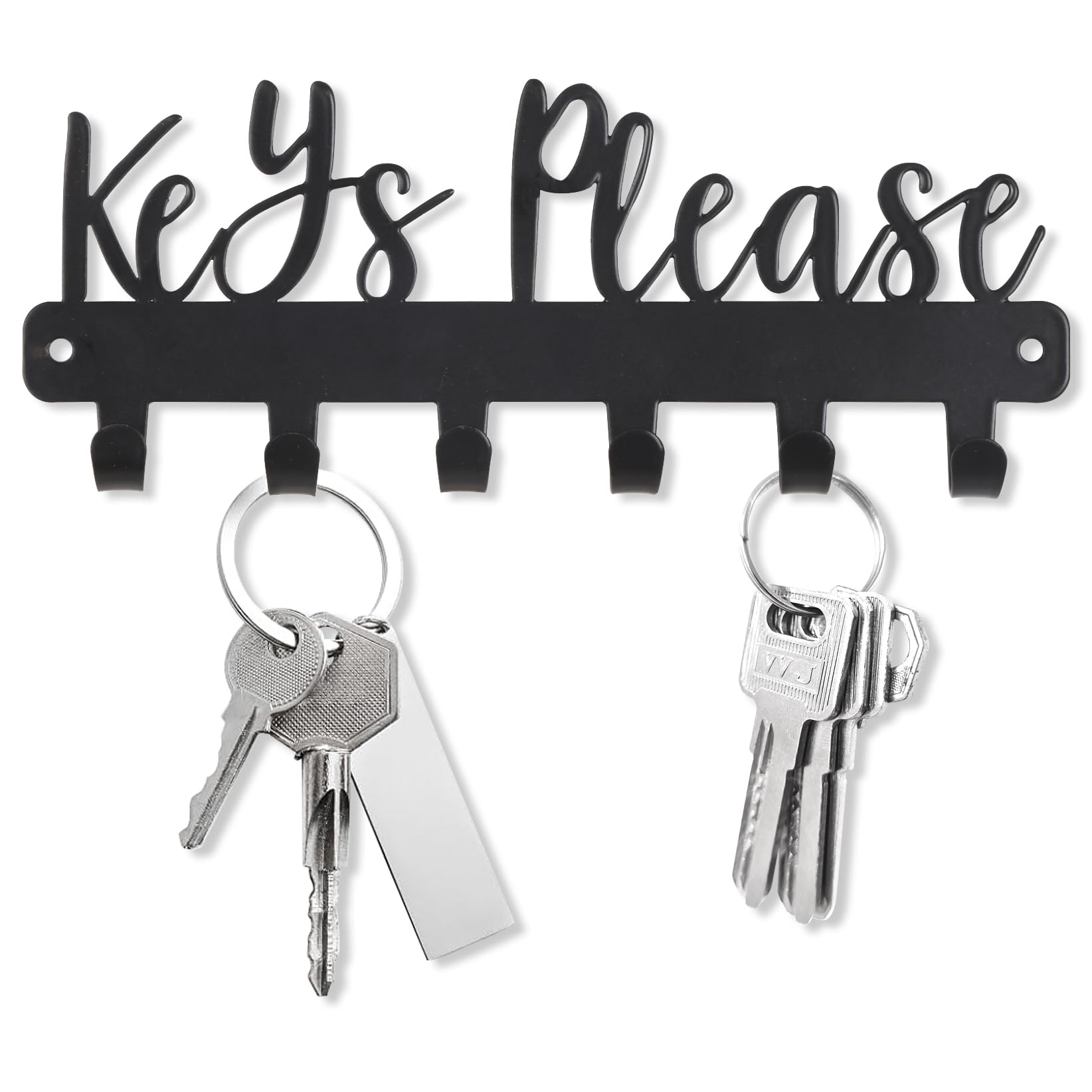 BITALYE Mini Keys Please Holder on Wall,Small Key Holder Wall Mounted,Black Metal Decorative Key Holder for Wall, Hallway,Entryway,Front Door,Office(7.28 x 2.95 inch)