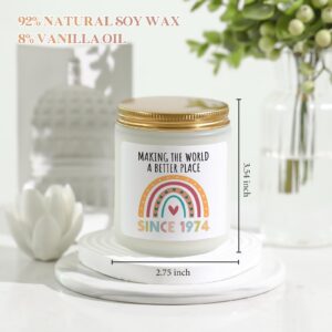 50th Birthday Gifts for Her, 1974 Happy 50th Birthday Gifts for Women, 50 Year Old Birthday Gift Ideas for Wife, Mom, Aunt, 50th Birthday Decorations-50th Birthday Candle(Vanilla Buttercream Scent)