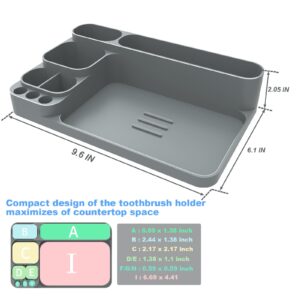 Bathroom Countertop Electric Toothbrush Toothpaste Organizer, Toiletry Counter Sink Silicone Organization Small Storage, Multifunctional Vanity Brush Stand, Green