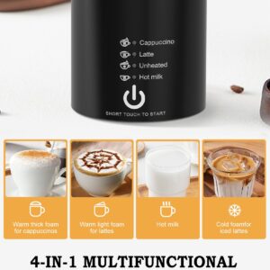 ZACME Milk Frother, 4 in 1 Electric Milk Steamer, Automatic Hot and Cold Foam Maker and Milk Warmer for Coffee, Latte, Cappuccino, Macchiato, Hot Chocolate Black