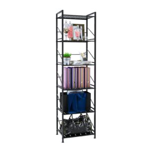 zhazhadi kitchen storage shelf rack, 6 tier metal shelving unit, free standing shelving unit heavy duty shelves rack bathroom shelf plant standfor pantry closet kitchen laundry,black