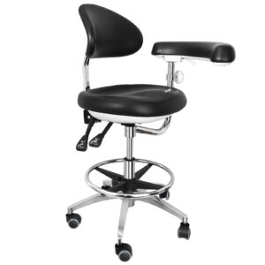 aienvh dental stool dentist chair with 360 degree rotation armrest height adjustable doctor chair black pu leather assistant stool chair