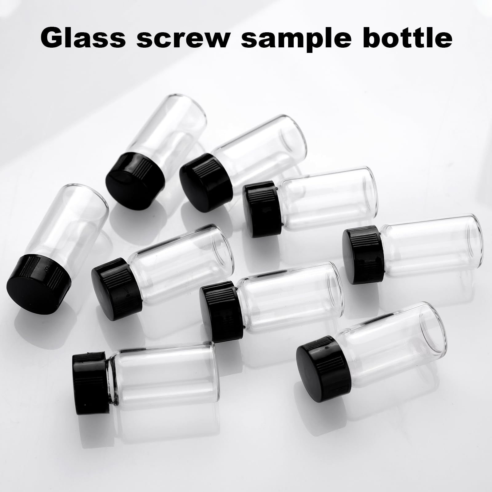 Encyclopediaconsumables 10PCS, 5ml Transparent Glass Liquid Sample Bottle with Screw Cap, Empty Refillable Travel Glass Essential Oil Bottle, Storage and Testing Small Bottle Container (10)