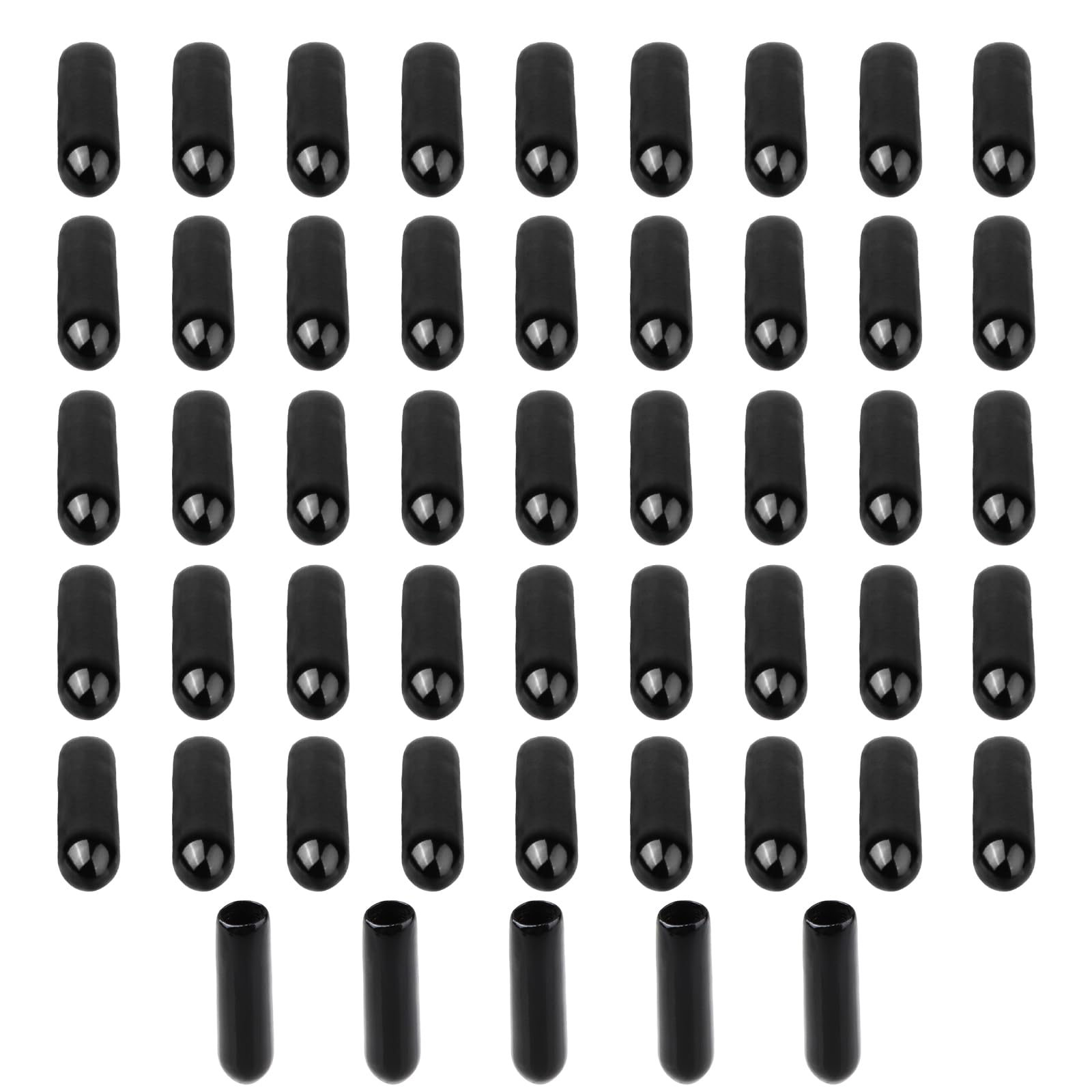 50pcs Covers for Screw Ends, Black Screw Rubber End Caps, 0.12" Vinyl Flexible Caps Covers for Bolts Screws, Black Round Thread Protectors Safety Tube Caps (Length 0.8 Inch)