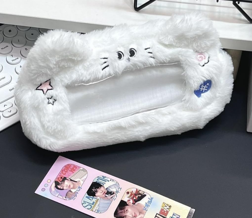 irLocy Cute Pencil Case Plush Kawaii Pencil Pouch Aesthetic Supplies Cute Pencil Pouch (white)